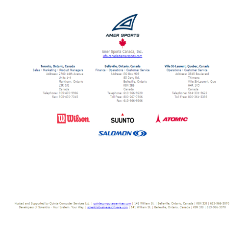 AMER SPORTS CANADA INC