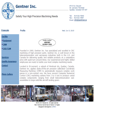 ENTERPRISES ROGER GENTNER INC