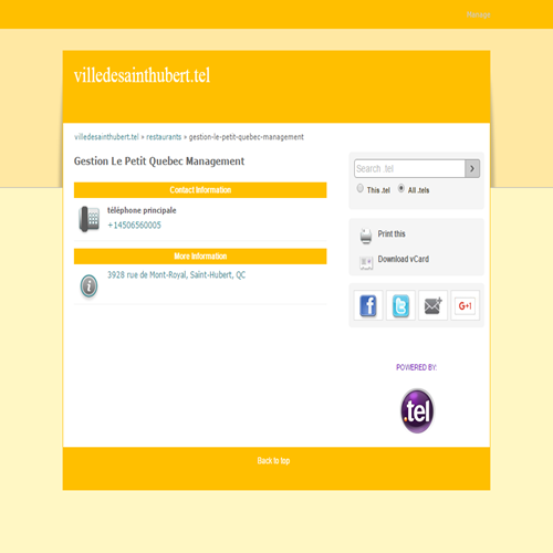 GESTION LE PETIT QUEBEC MANAGEMENT