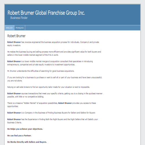 ROBERT BRUMER GLOBAL GROUPE DE FRANCHISE INC