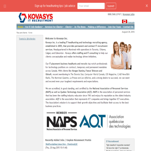 KOVASYS INC IT RECRUITMENT TECHNOLOGYHEADHUNTING