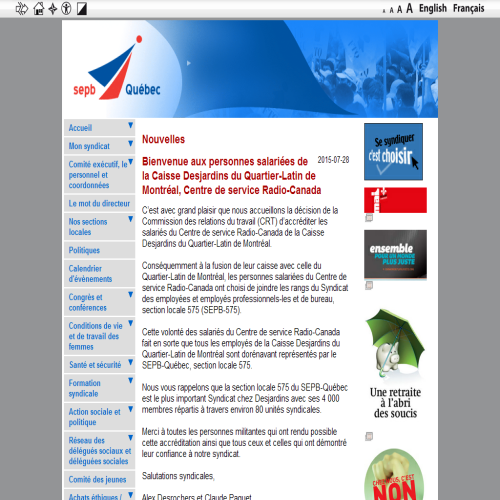 SYNDICAT DES EMPLOYEES SYNDICAT DES EMPLOYEES